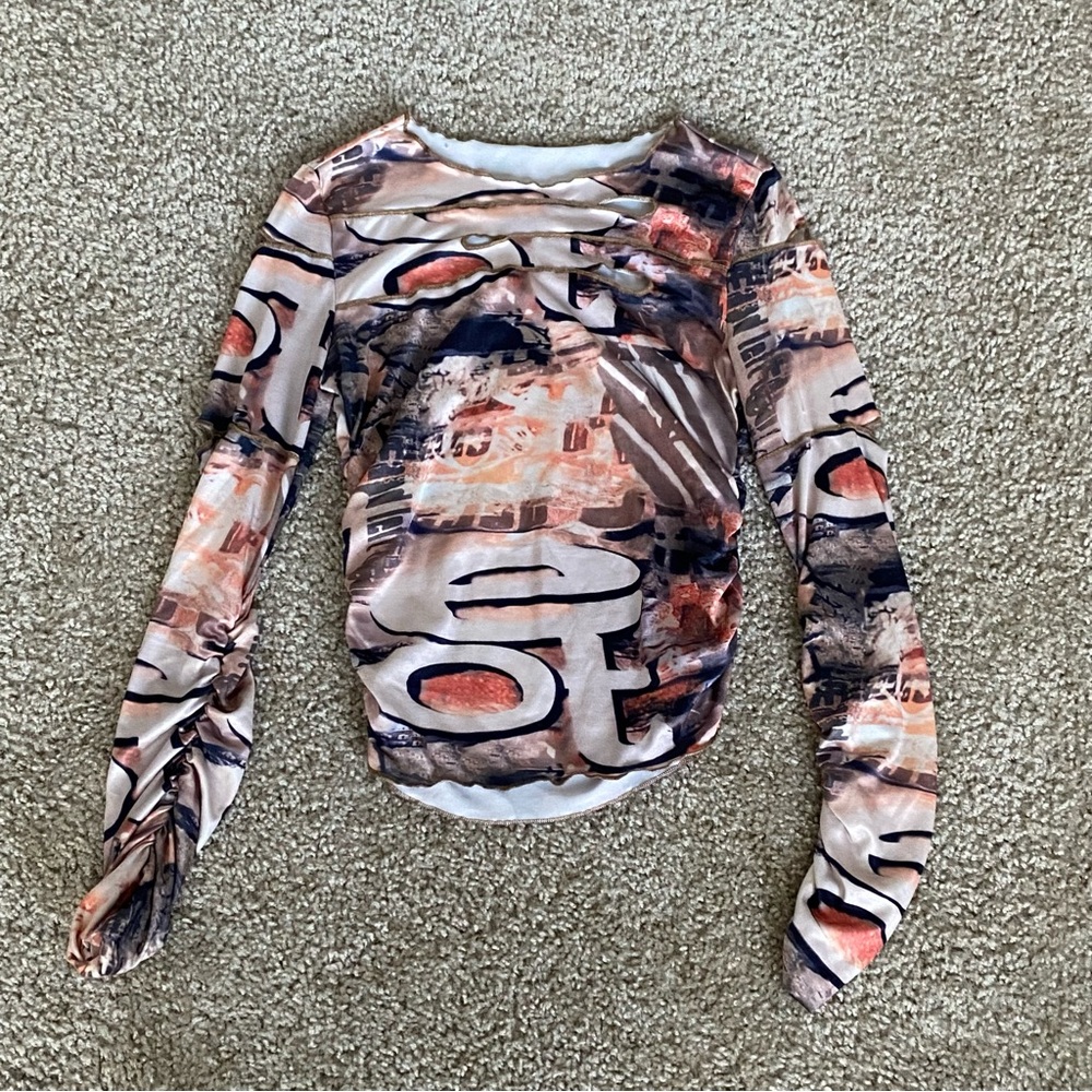 Abstract Print Long Sleeve Top